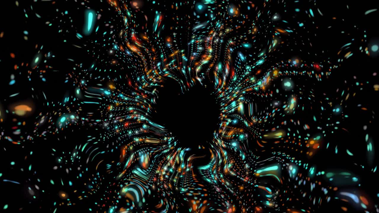 animación de puntos que forman un patrón de onda dinámica contra un fondo negro