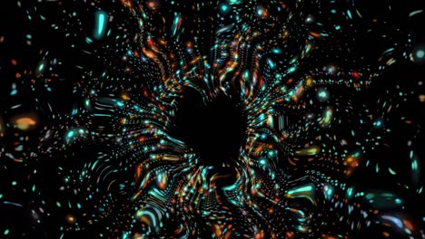 animación de puntos que forman un patrón de onda dinámica contra un fondo negro