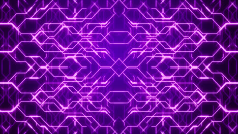 Animación-Del-Circuito-Integrado-De-Neón-Sobre-Fondo-Morado