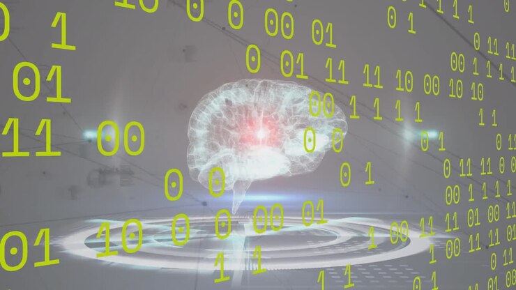 Animation of data processing over brain