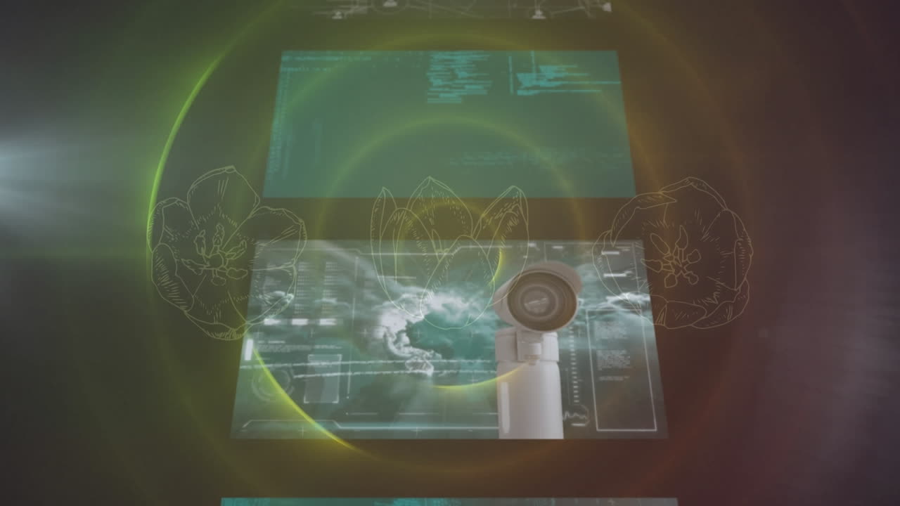 animación del procesamiento de datos sobre círculos