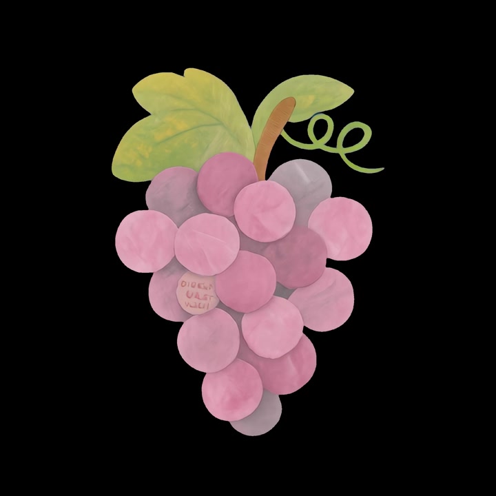 Illustrazione animata di un grappolo d'uva rosa