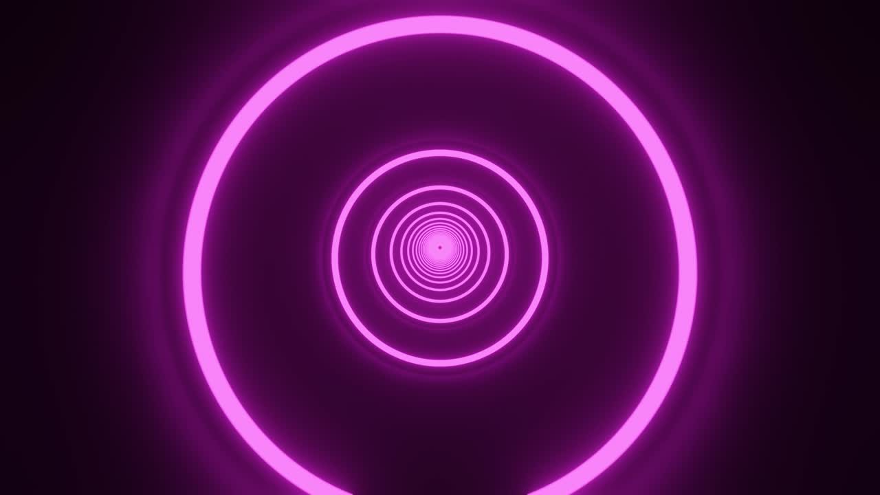 el túnel de neón del círculo rosa. telón de fondo abstracto en bucle.