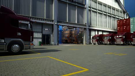truck in front of an industrial logistics building