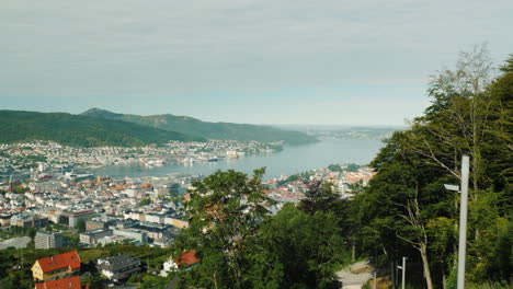 Beautiful-City-Of-Bergen-In-Norway-View-From-The-Upcoming-Wagon-Train-Car-4k-Video