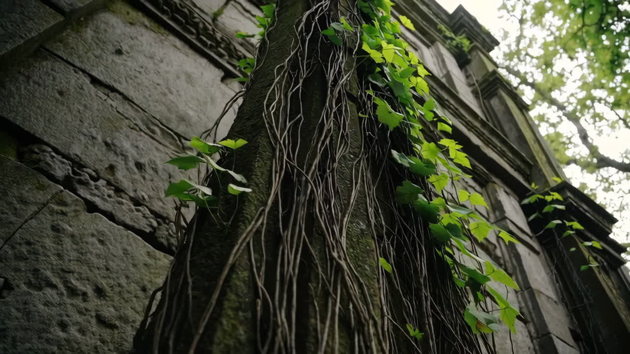 Ivy-Covered Stone Pillar