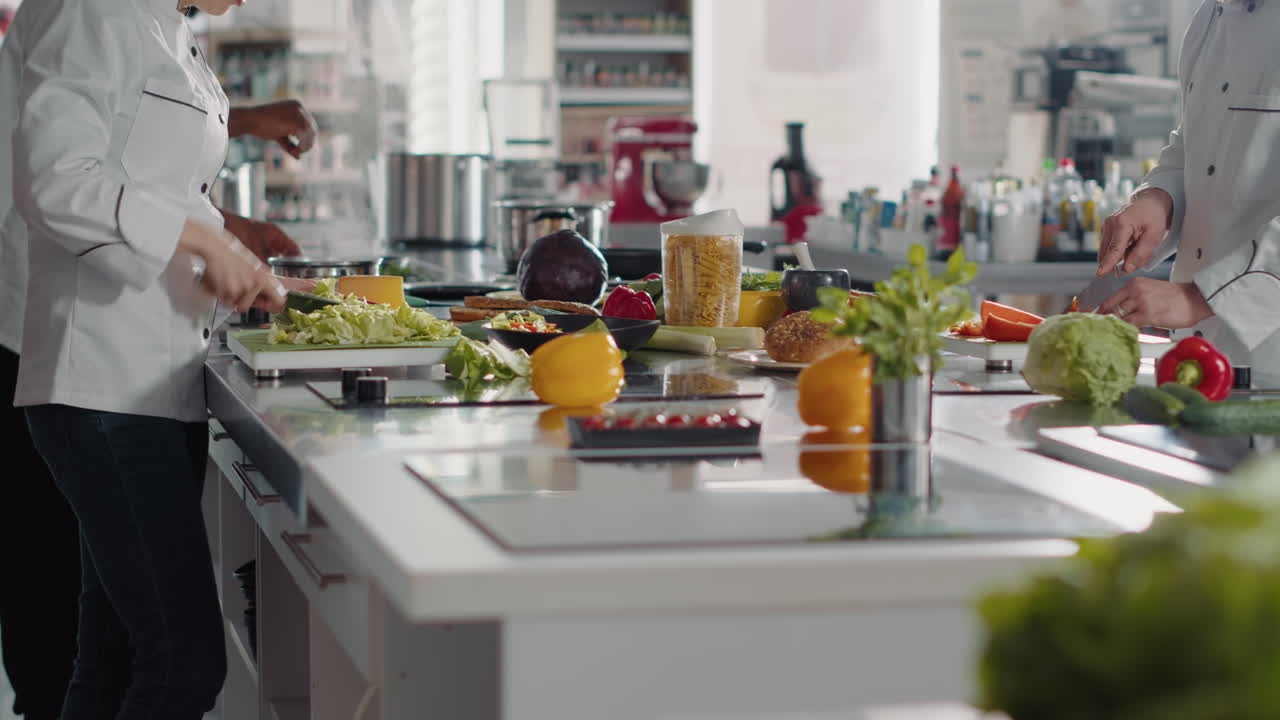 Woman cooking authentic professional cuisine food recipe in kitchen