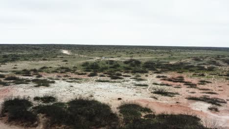 todoterreno solitario en un camino de tierra del desierto en vista aérea