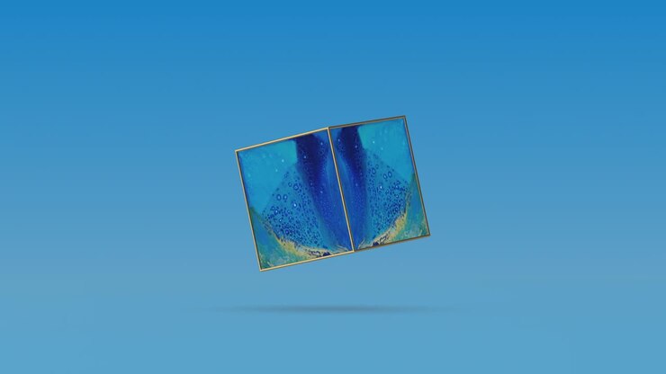 Blåmalet terning roterer. Abstrakt 3D-animation