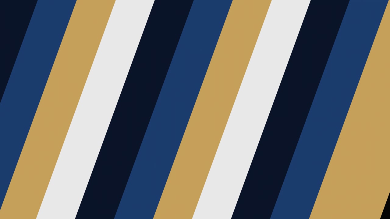 Sfondo animato astratto con strisce diagonali in blu, oro e bianco