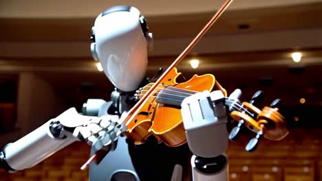 robot playing violin