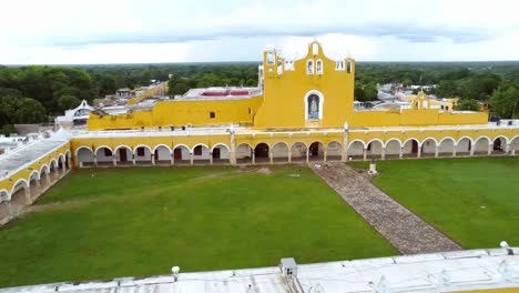 izamal yucatan san antonio de padua convent catholic church in mexico drone shot