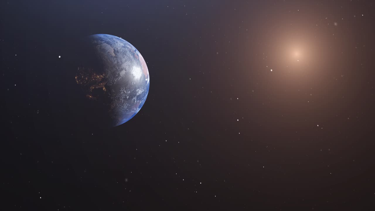 4k earth illuminated by the sun in the universe