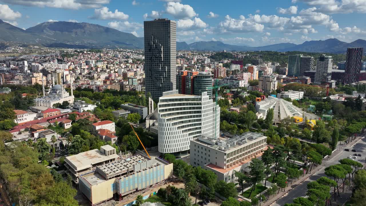 Beautiful cityscape of Tirana, Albania, capturing its colors, skyline, and modern urban charm.