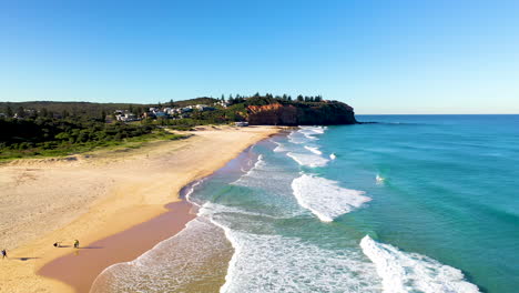 Drone-shot-over-ocean-at-Redhead-Beach-Australia