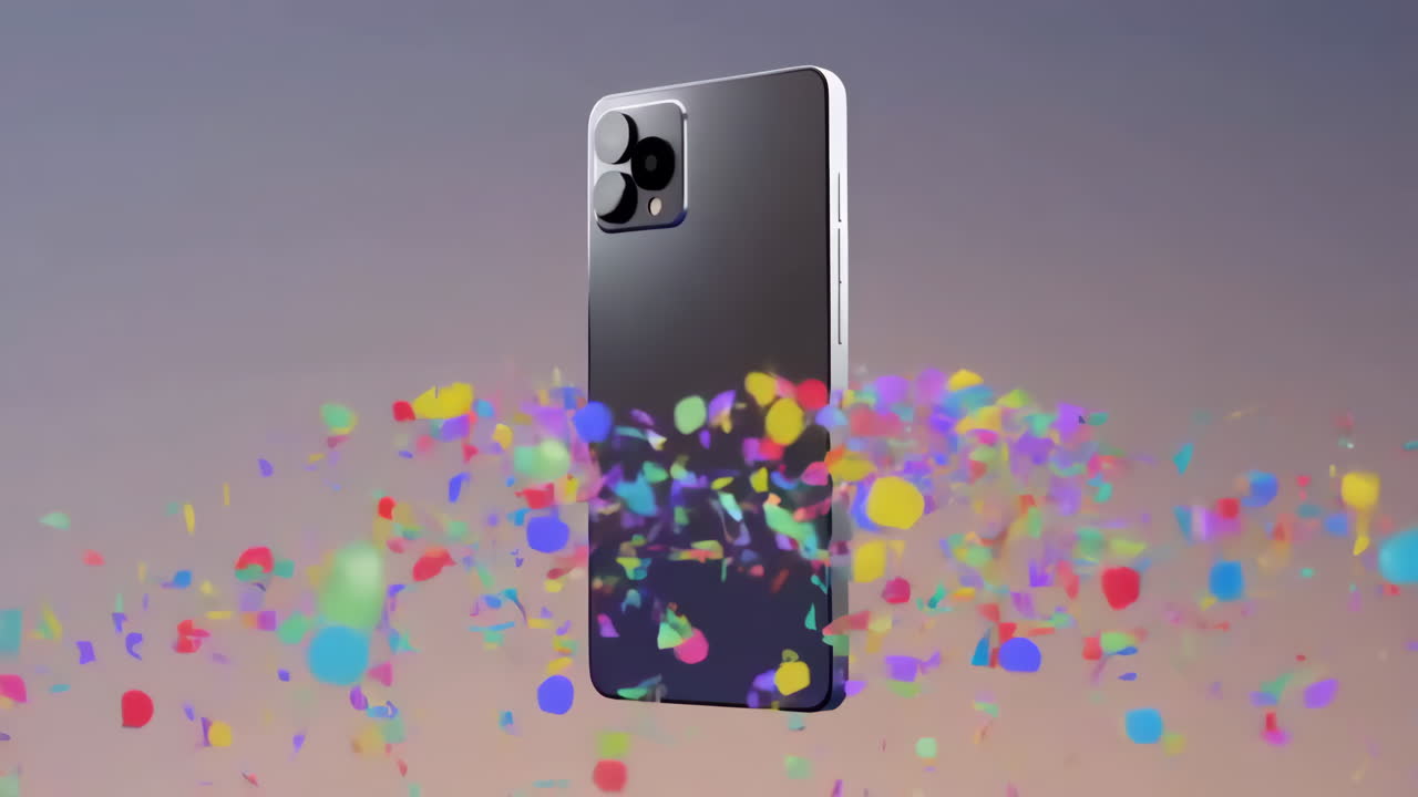 Smartphone Celebration with Colorful Confetti