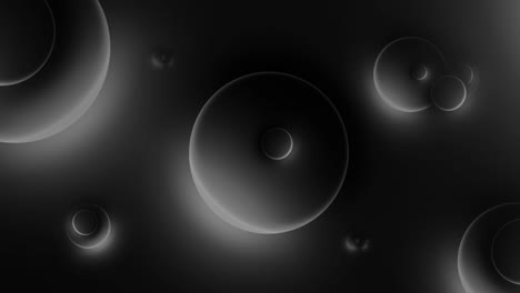 three dimensional black and white floating circle bubbles spheres