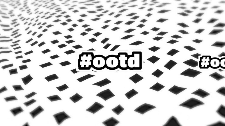 Animation af former og ootd-tekst på hvid baggrund