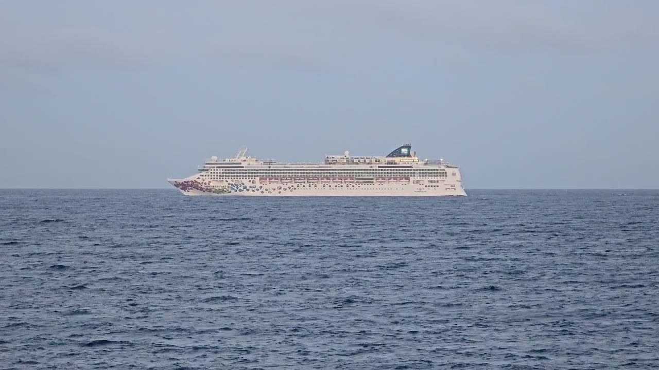 Paquebot de croisière de luxe en mer en plan large