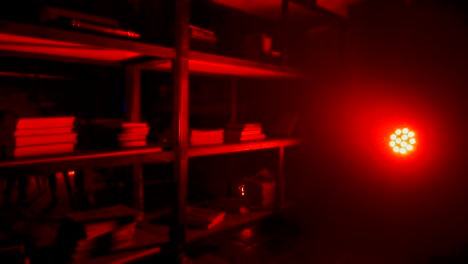 red lit storage room