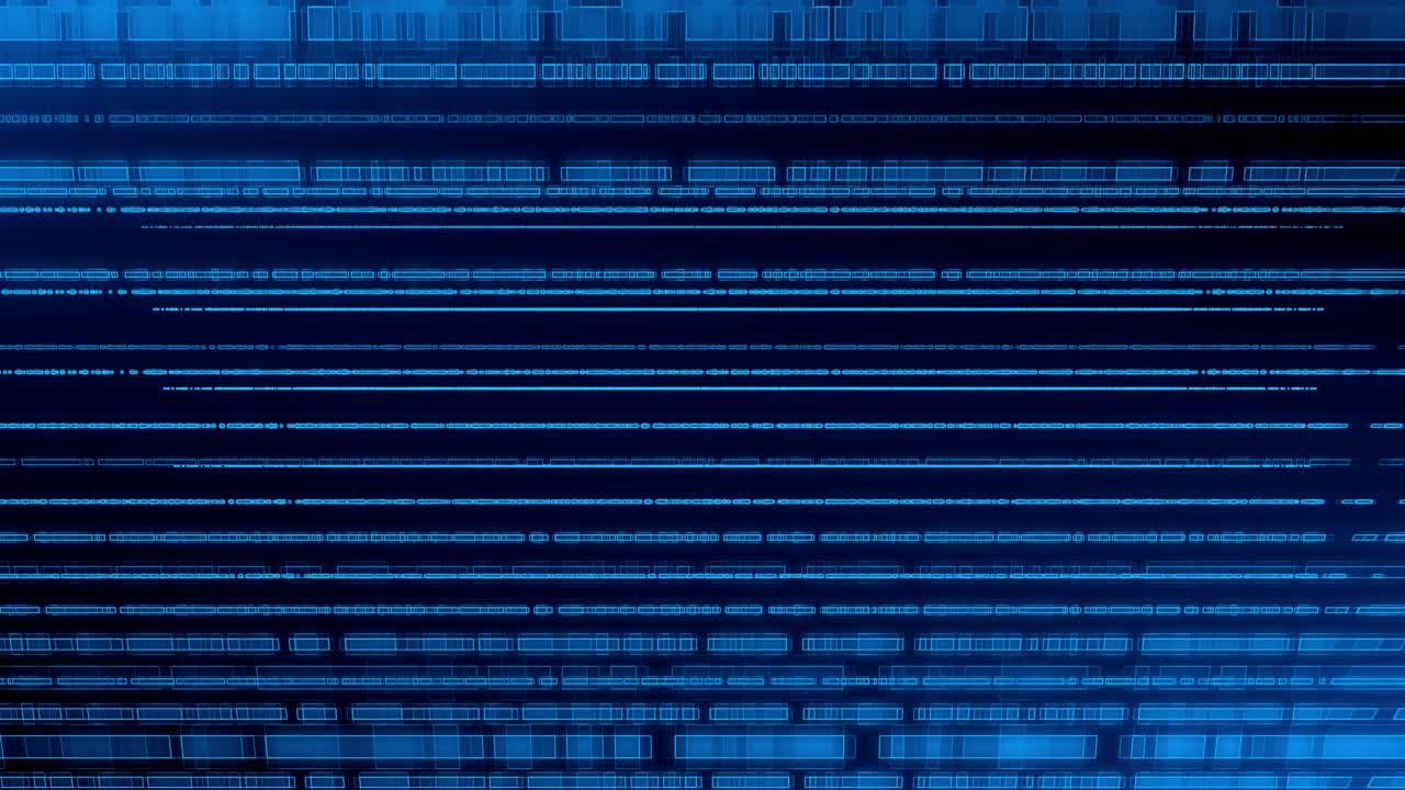 Futuristic and dynamic abstract animation of blue digital data block streams