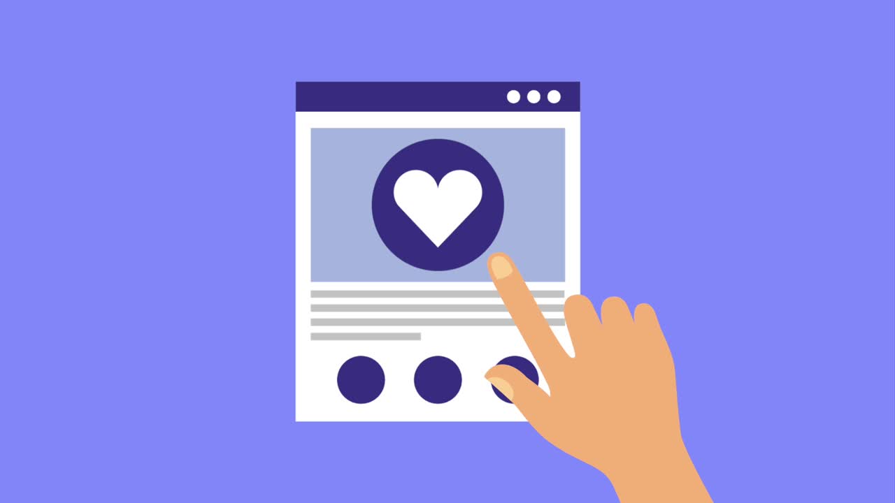 la mano tocando la página web del corazón del amor