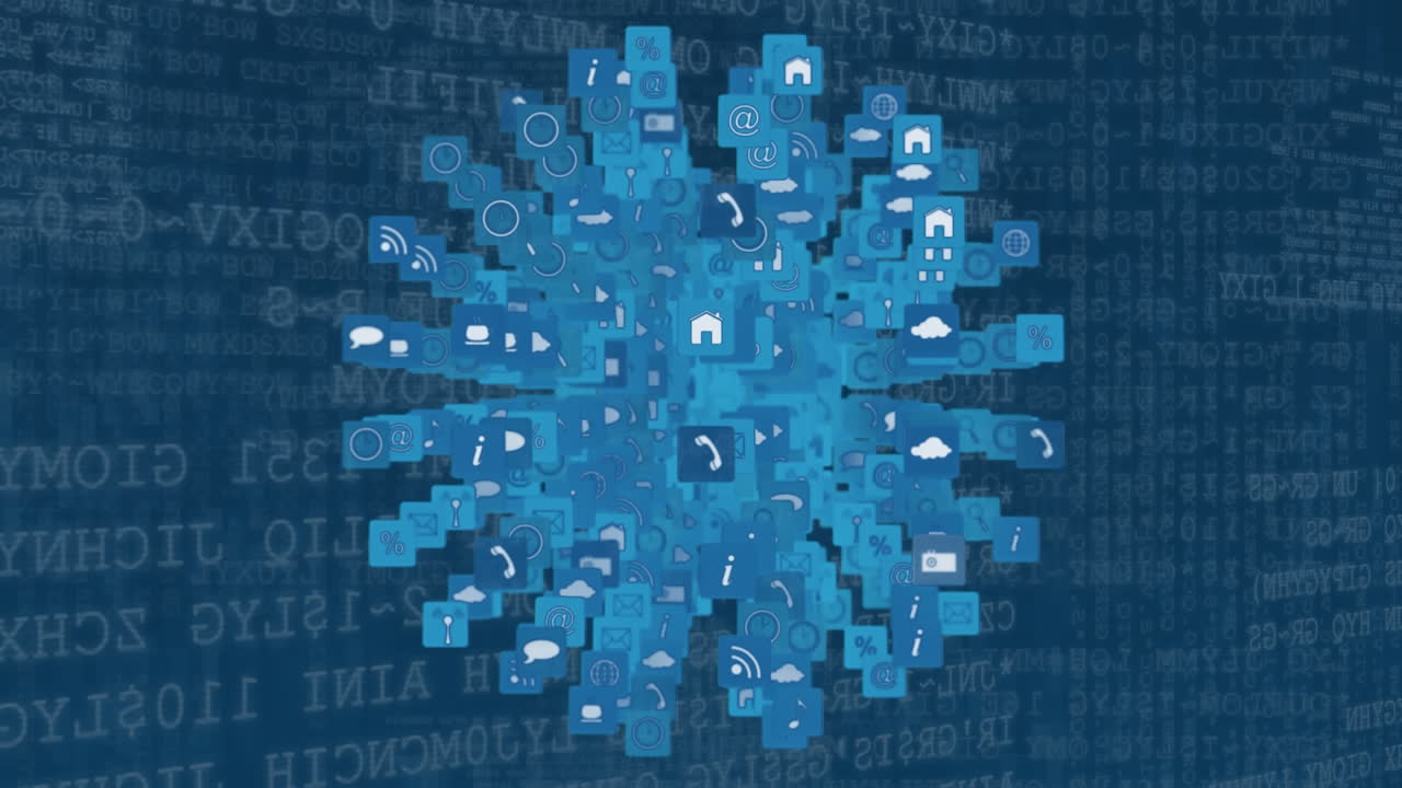 iconos y símbolos de internet en forma de esfera