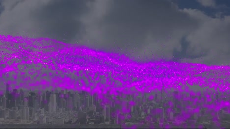 animación de puntos azules sobre el paisaje urbano