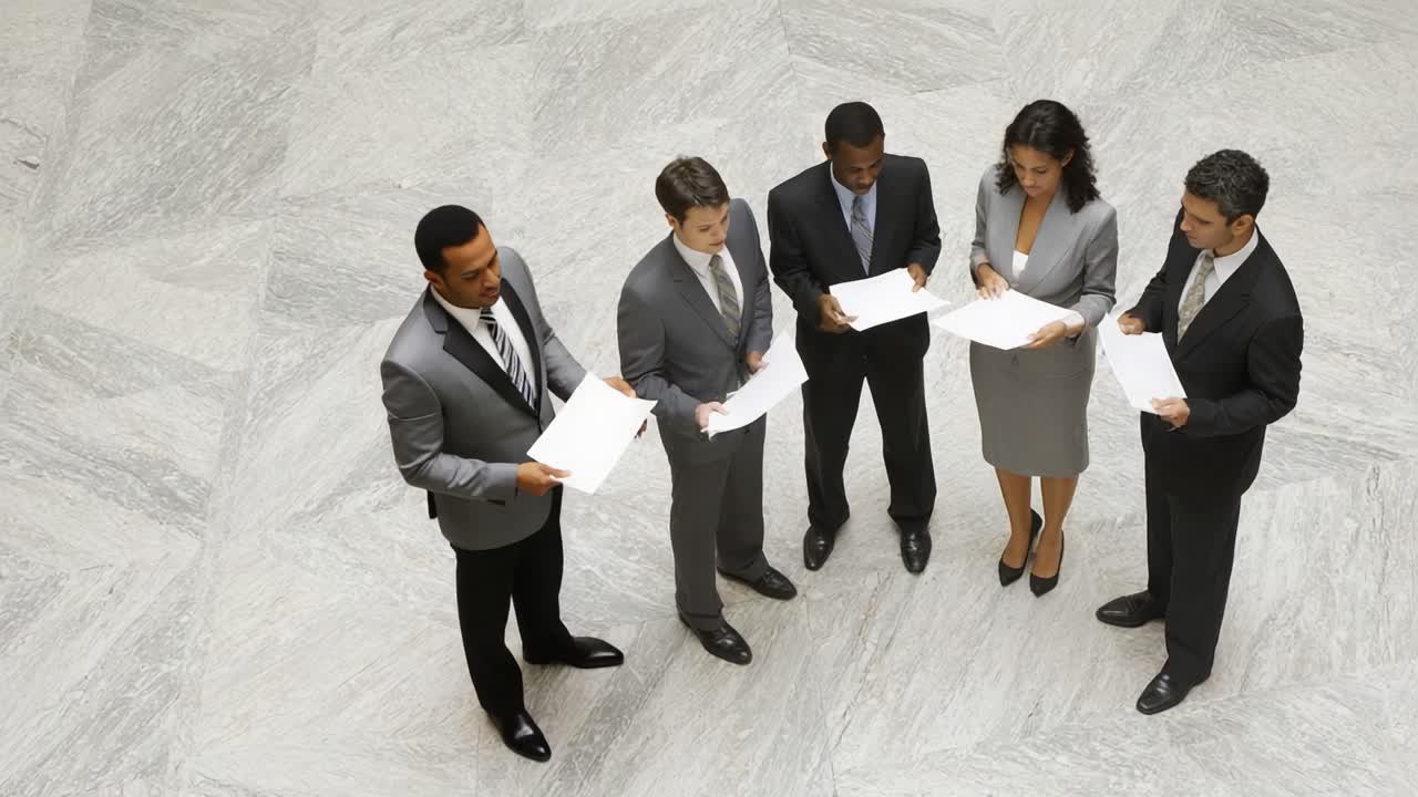 A Professional Group Meeting: Team Collaboration and Discussion Over Documents in a Modern Office Environment