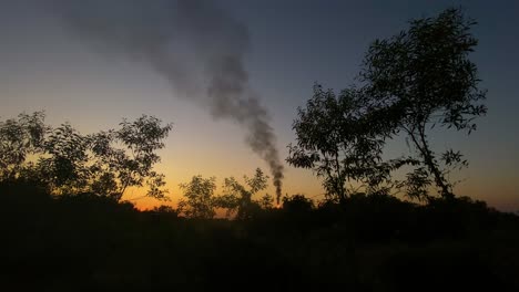 Antorcha-Ardiente-De-La-Vista-Del-Campo-De-Gas-Desde-Dentro-De-La-Naturaleza-Al-Atardecer