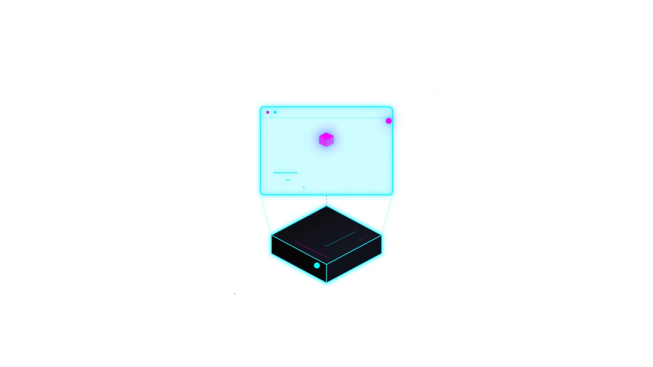 Abstract 3D Cube and Digital Interface Animation