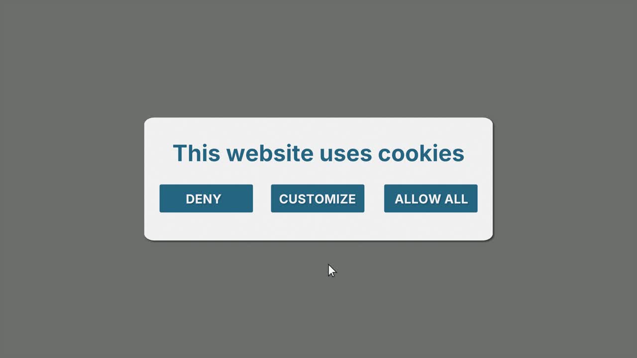 Cookie consent popup appears, "Customize" is clicked, banner hides