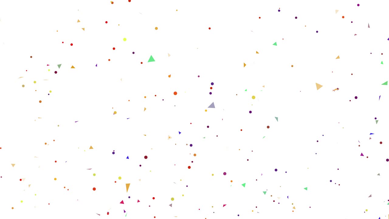 Esplosioni di coriandoli triangolari colorati su sfondo bianco per un tema di celebrazione