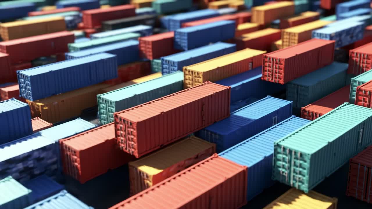 Colorful shipping containers neatly arranged in a busy port illustrate the scale of global trade.