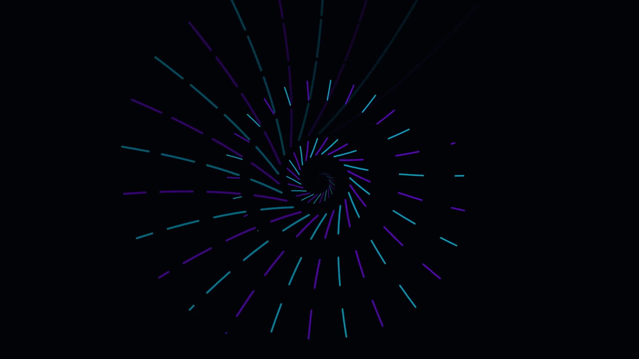 Animazione a spirale astratta con linee blu e viola luminose