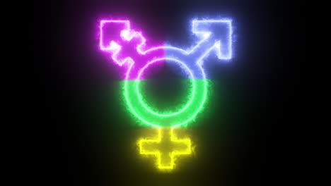 A-powerful-symbol-of-the-transgender-people,-with-different-parts-glowing-in-pink,-blue,-green-and-yellow