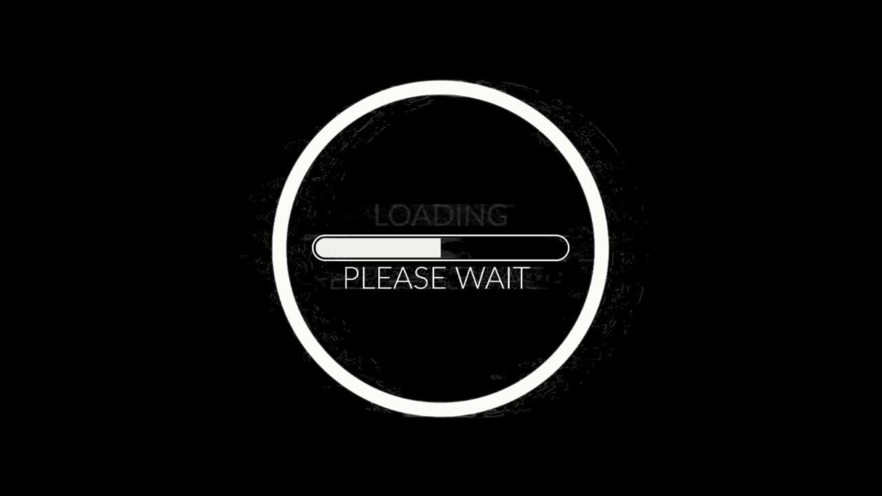 Glitch retro future. Glowing neon circle. Round frame with data loading. Space background and futuristic concept with.