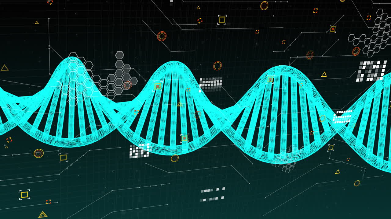 Animation of dna strand, markers and data processing