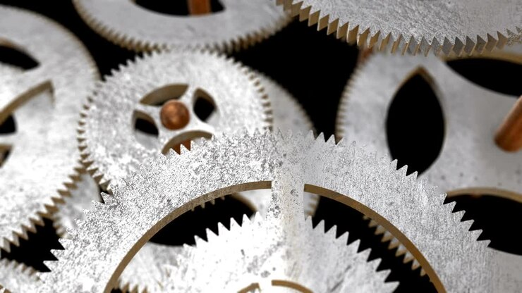 focuses on the inscription FUNDING on the gear