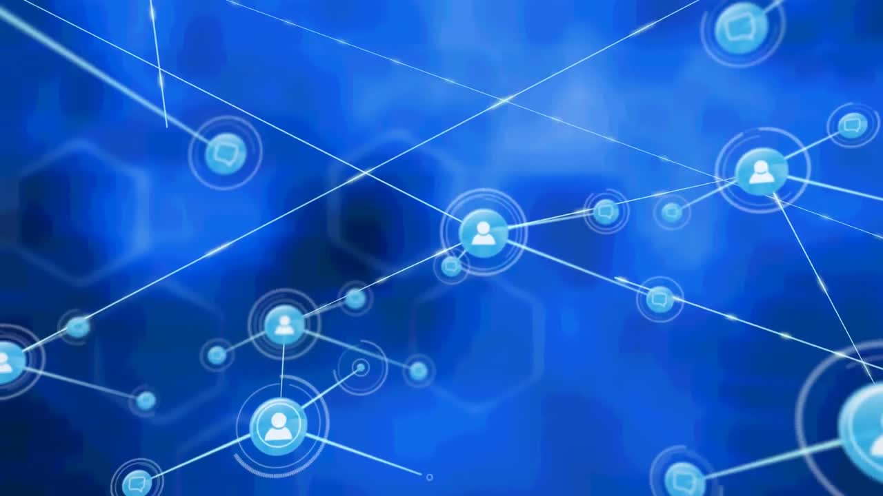 animación de la red de conexiones sobre fondo azul