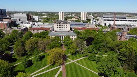 ohio state university campus and oval with university hall an thompson library