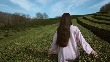 walking woman in big maze