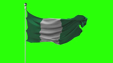 nigeria national flag waving on green screen. chroma key animation. nigerian politics illustration