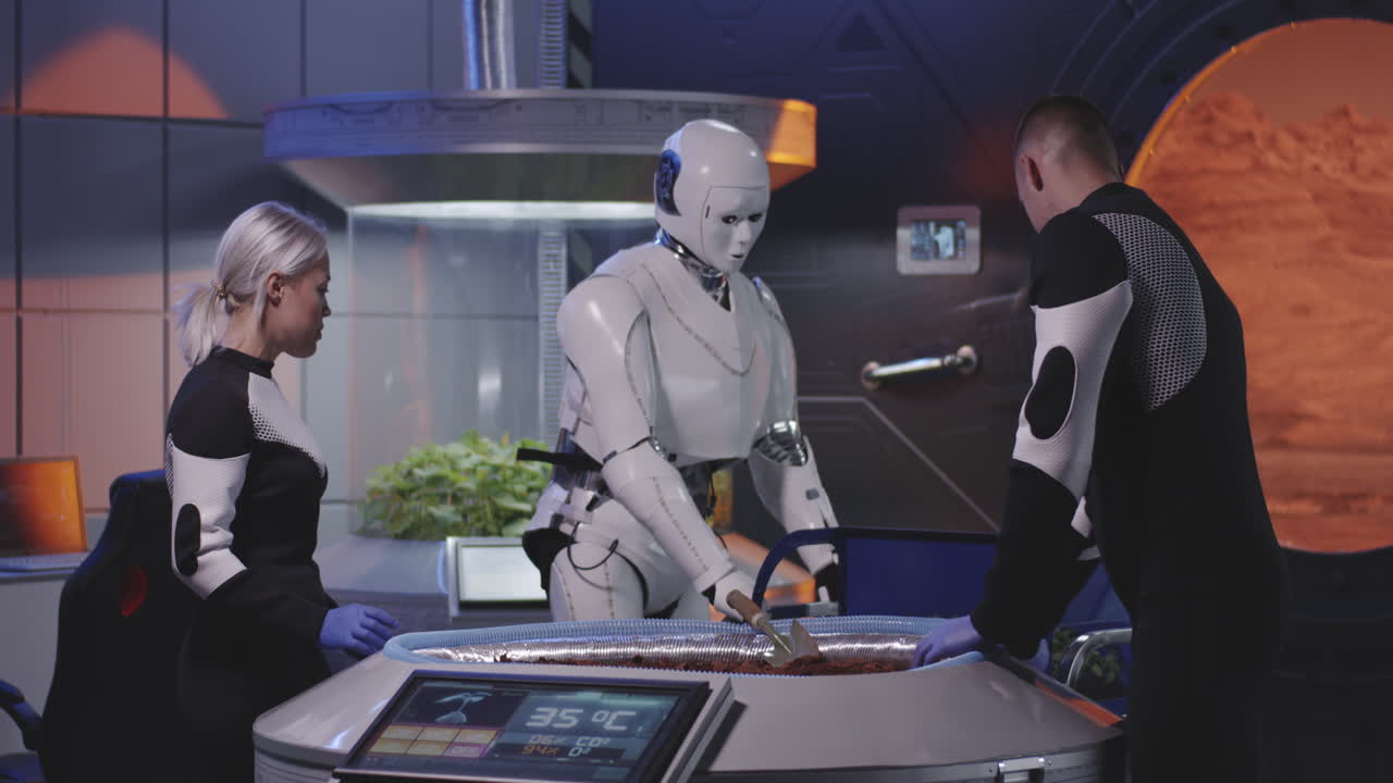 investigación de la estación espacial y el crecimiento de plantas en marte