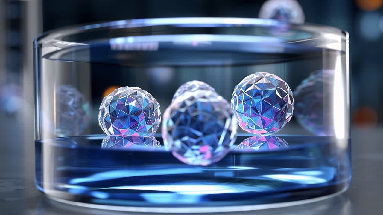 Esplorazione scientifica in un laboratorio che mostra una pipetta che rilascia fluido in una piastra di Petri riempita con strutture cellulari vibranti e geometricamente complesse.