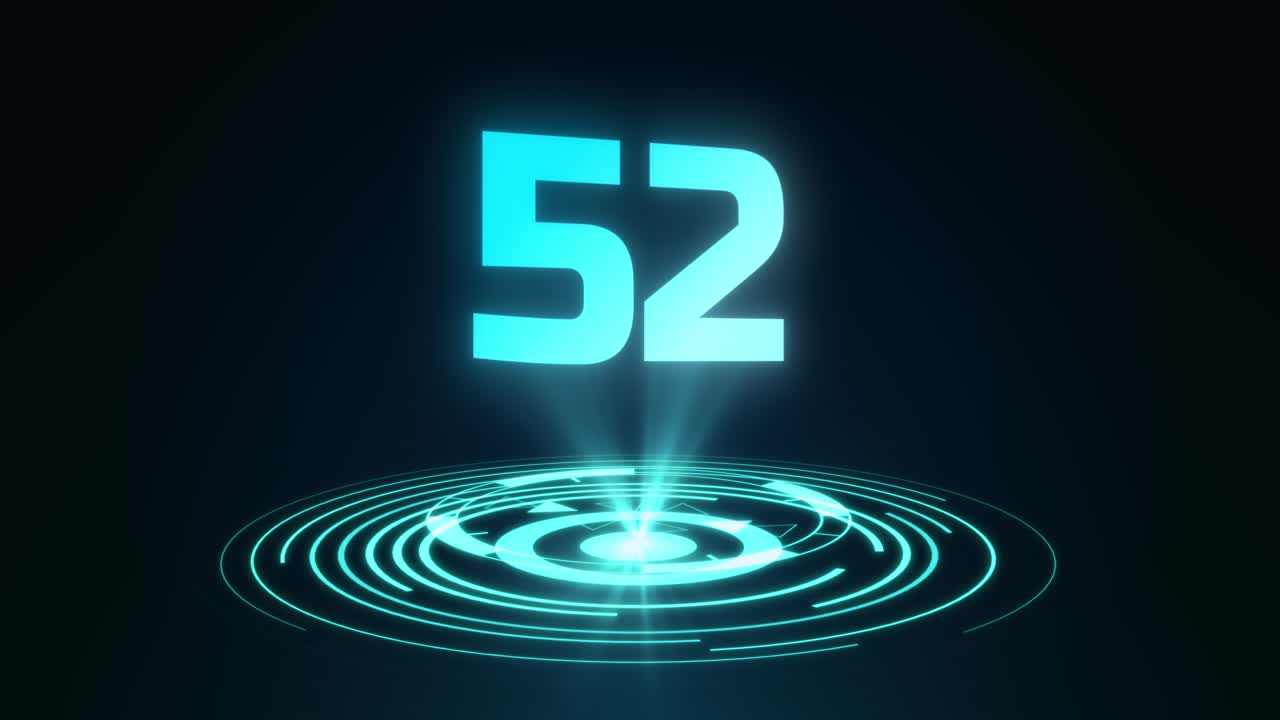 Digital futuristic hud with countdown rotating elements red and blue with numbers light headup