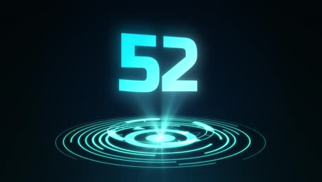 digital futuristic hud with countdown rotating elements red and blue with numbers light headup