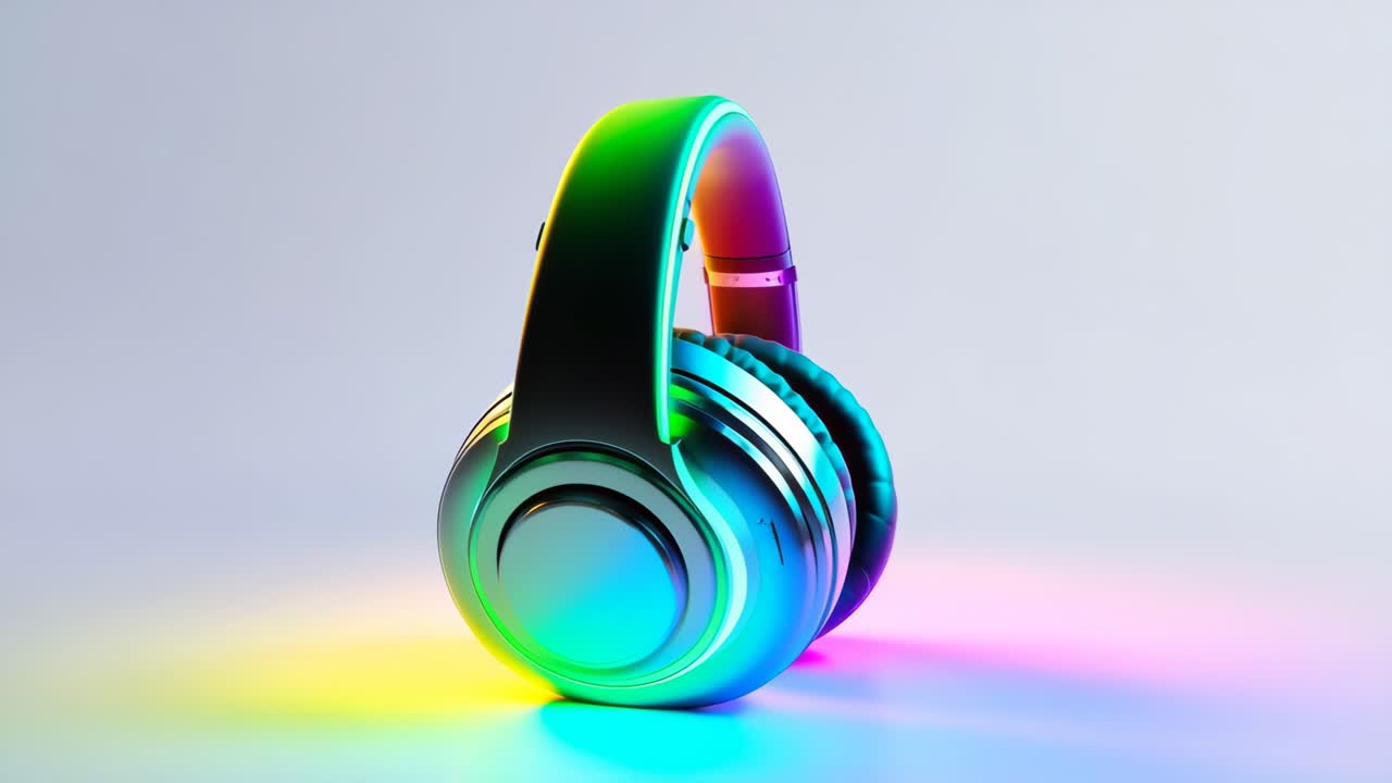 Colorful headphones, modern style. Stylish headphones with vibrant colors on display against a simple background, highlighting their modern aesthetic.