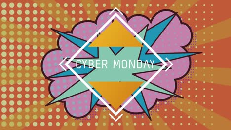 Texto-De-Cyber-Monday-En-Bocadillo-Sobre-Fondo-Amarillo-Y-Naranja