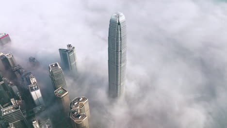 coastal morning fog surrounding the international finance center in hong kong